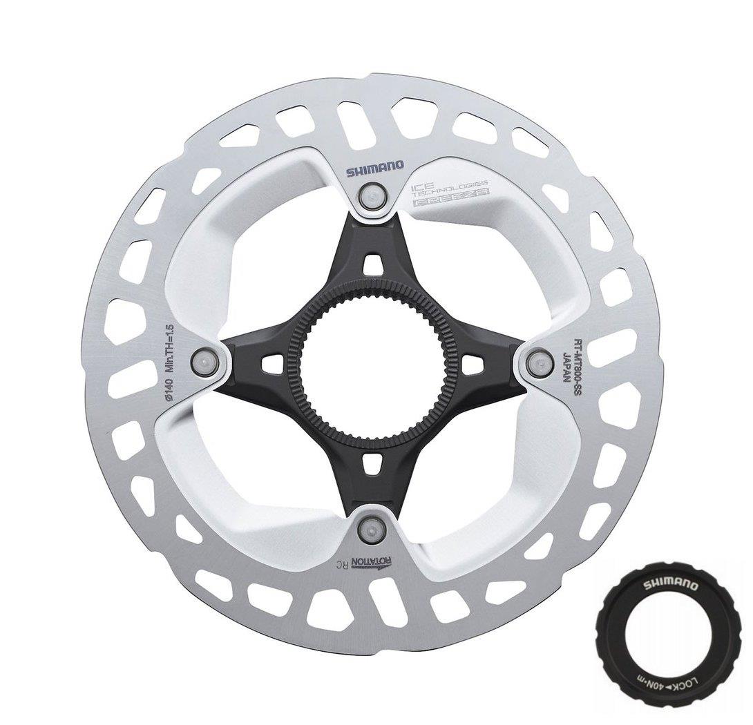Shimano Bremsscheibe RT-MT800 Ice-Tech Freeza 140mm mit Lock-Ring-Befestigung und außenverzahntem Ring