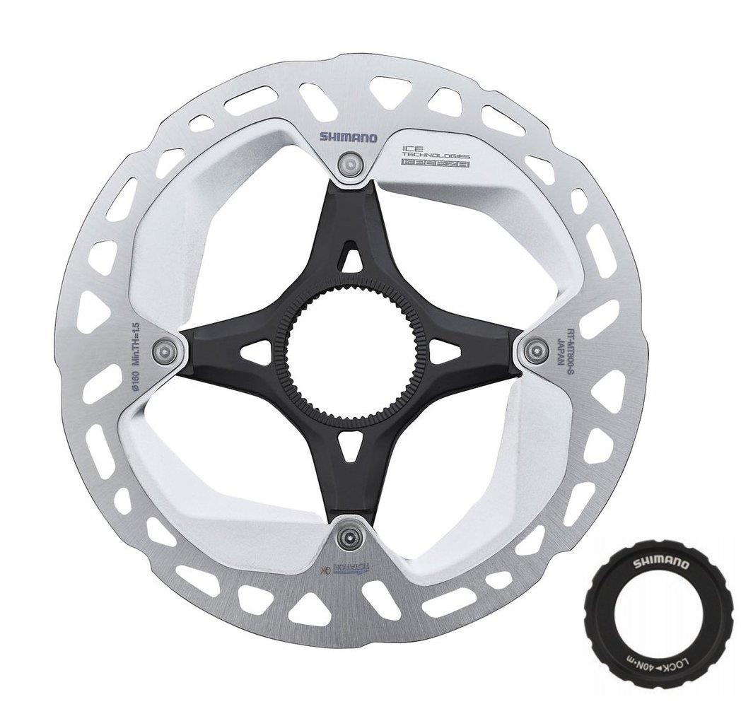 Shimano Bremsscheibe RT-MT800 Ice-Tech Freeza 160mm mit Lock-Ring-Befestigung und außenverzahntem Ring
