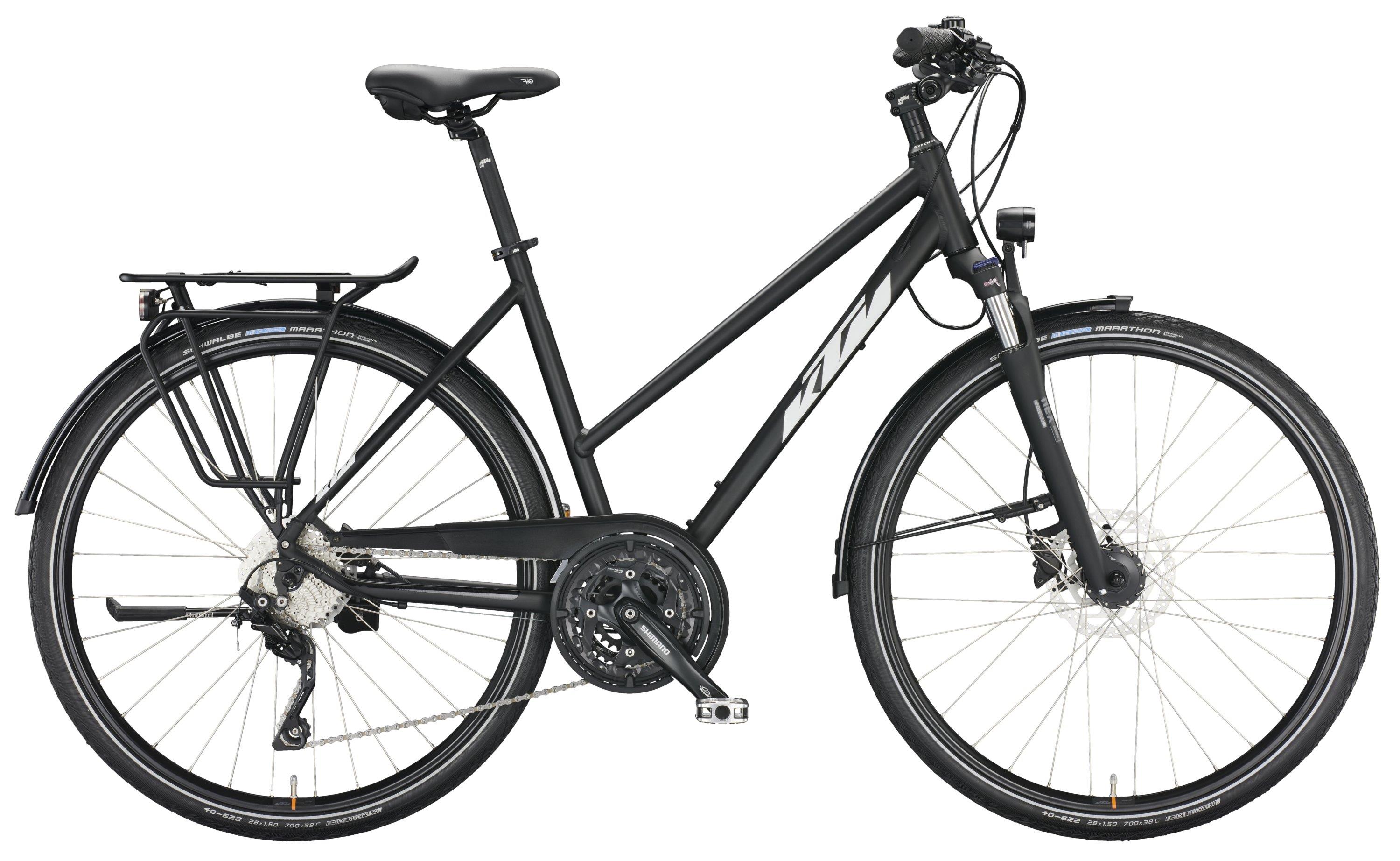 KTM Trekkingrad Avenza 30 Disc 2022 Damen Trapez schwarz-matt / weiss / orange 46cm