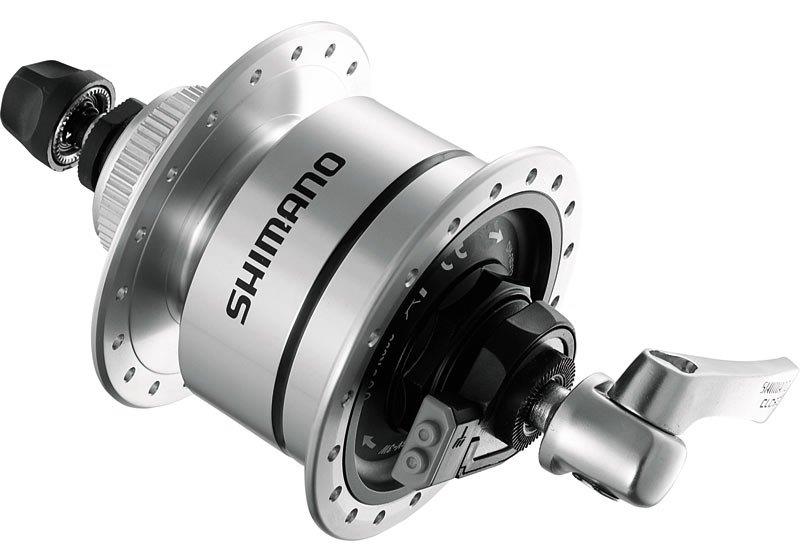 Shimano Nabendynamo DH-3D72 für Scheibenbremse Center-Lock mit Schnellspanner silber 36 Loch