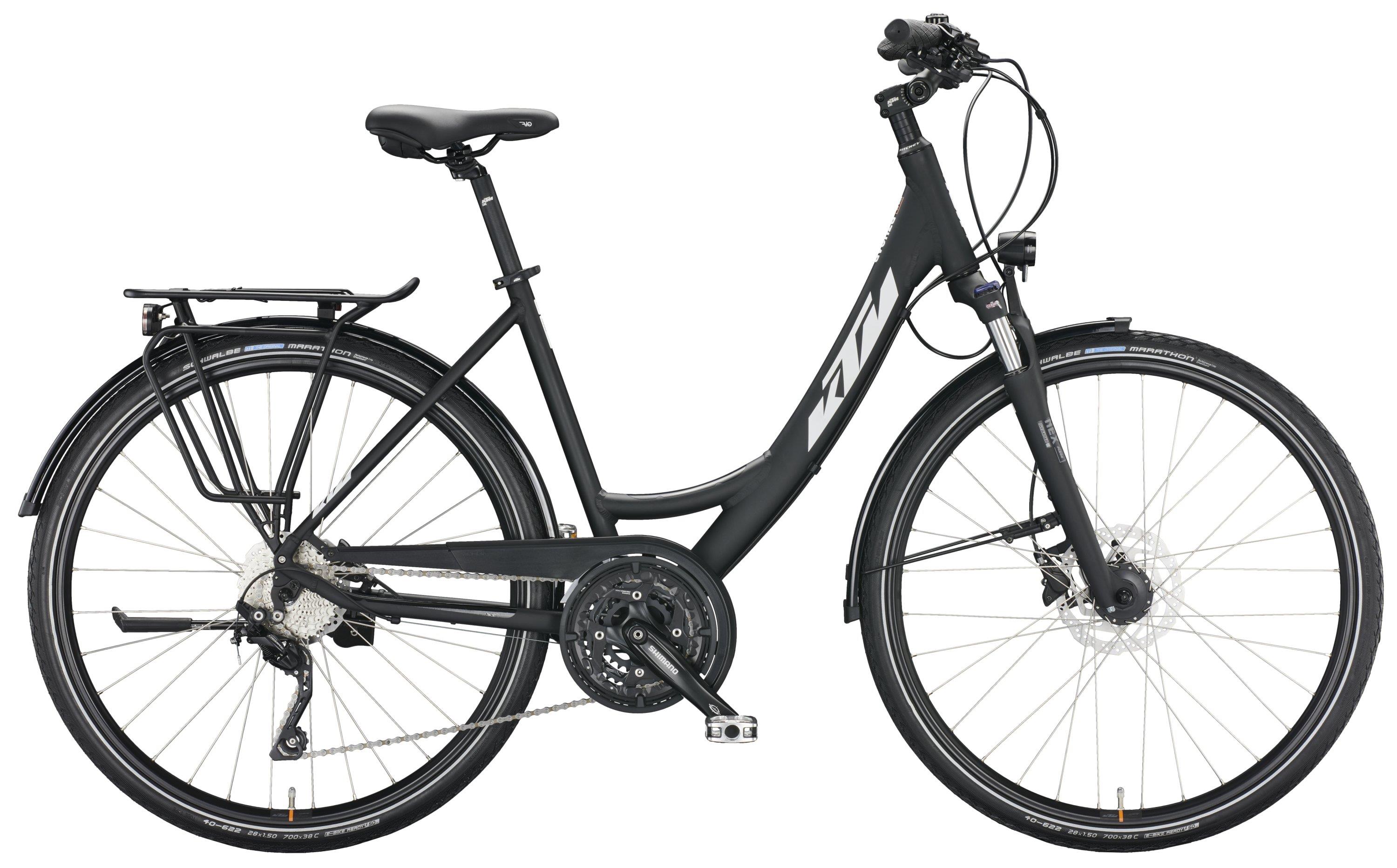 KTM Trekkingrad Avenza 30 Disc 2022 Damen Einrohr schwarz-matt / weiss / orange 46cm