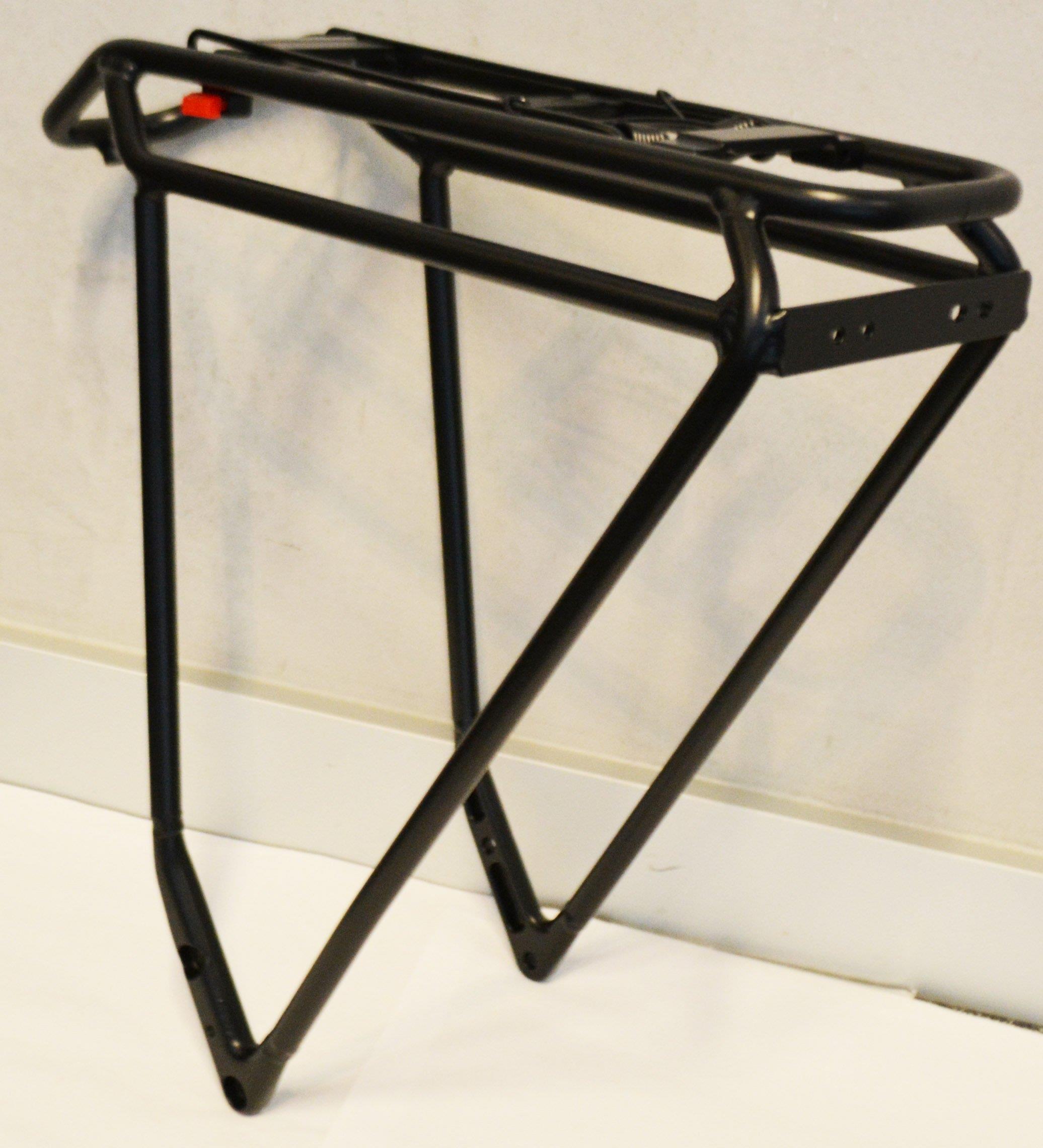 Standwell 28" Alu Rohrträger I-Rack-2 ab 2020 mit Scheibenbremsbefestigung schwarz mit Federklappe Standwell 28" Alu Rohrträger I-Rack-2 ab 2020 mit Scheibenbremsbefestigung schwarz mit Federklappe