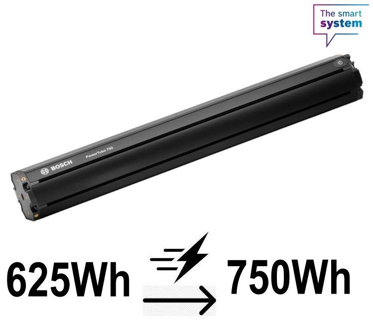 Bosch Akku-Aufpreis Powertube ab 2023 "the Smart System" horizontal 750Wh statt 625Wh