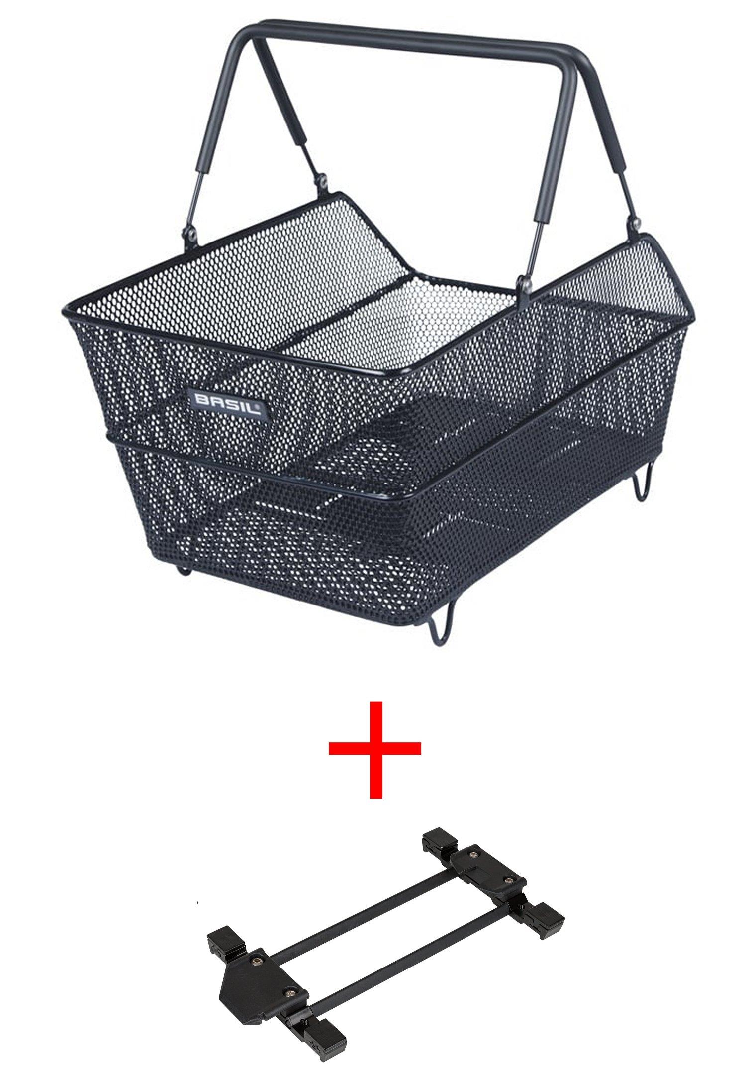 Basil Korb Cento Multi längs engmaschig für Schultaschen schwarz mit I-Rack-2 Adapter