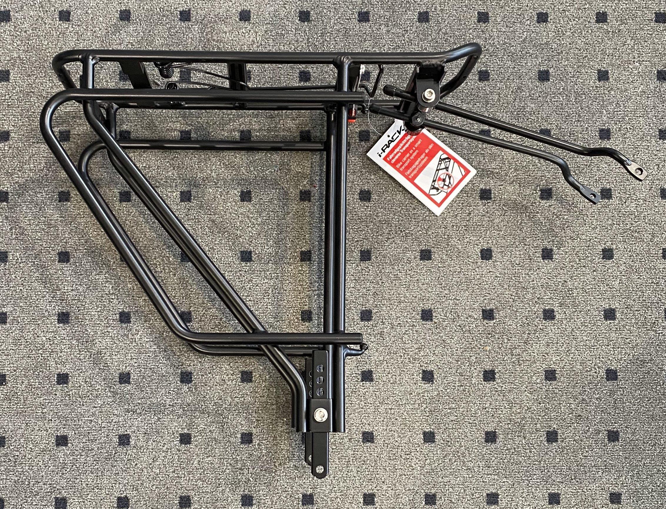 Standwell 26-28" Alu Rohrträger I-Rack-2 mit seitl. Rahmenbefestigung schwarz mit Federklappe