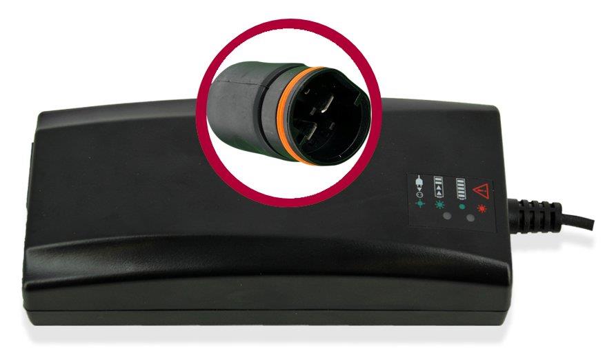 BMZ Ladegerät mit Hirschmann Stecker für V10 Akkus 42/36V / 4.5A