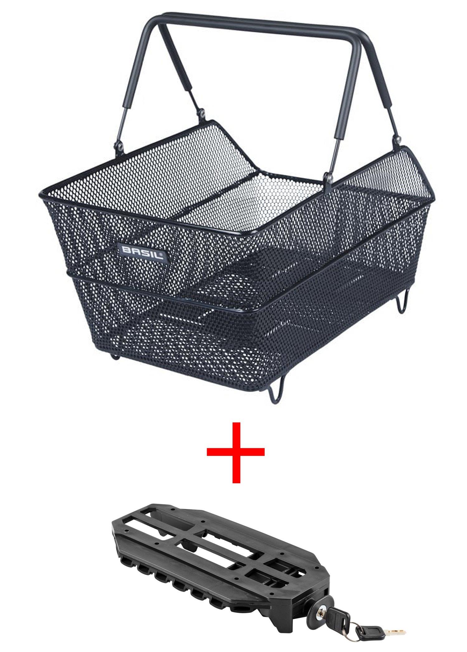 Basil Korb Cento Multi längs engmaschig für Schultaschen schwarz mit MonkeyLoad-T Adapter