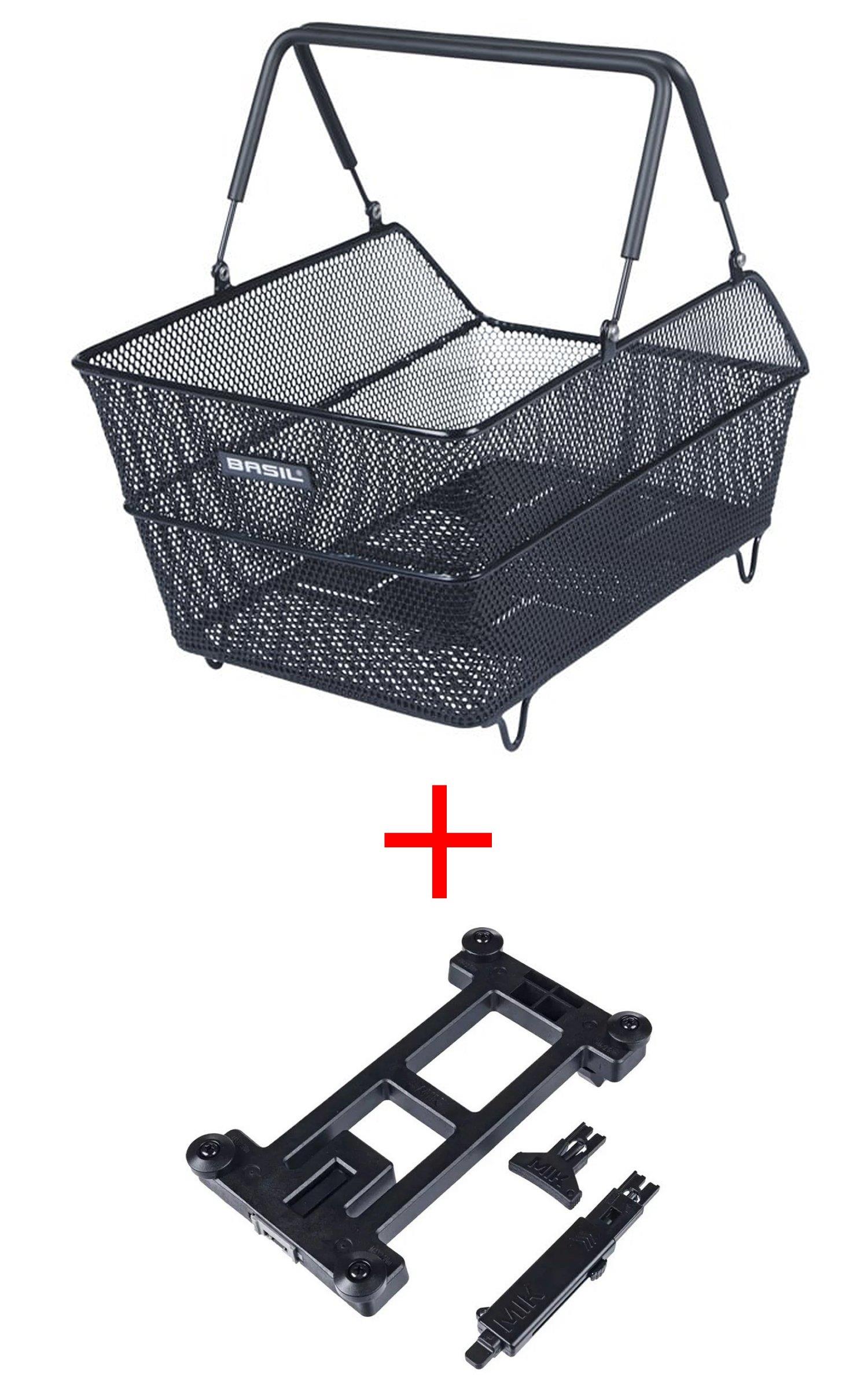 Basil Korb Cento Multi längs engmaschig für Schultaschen schwarz mit MIK 2.0 Adapter