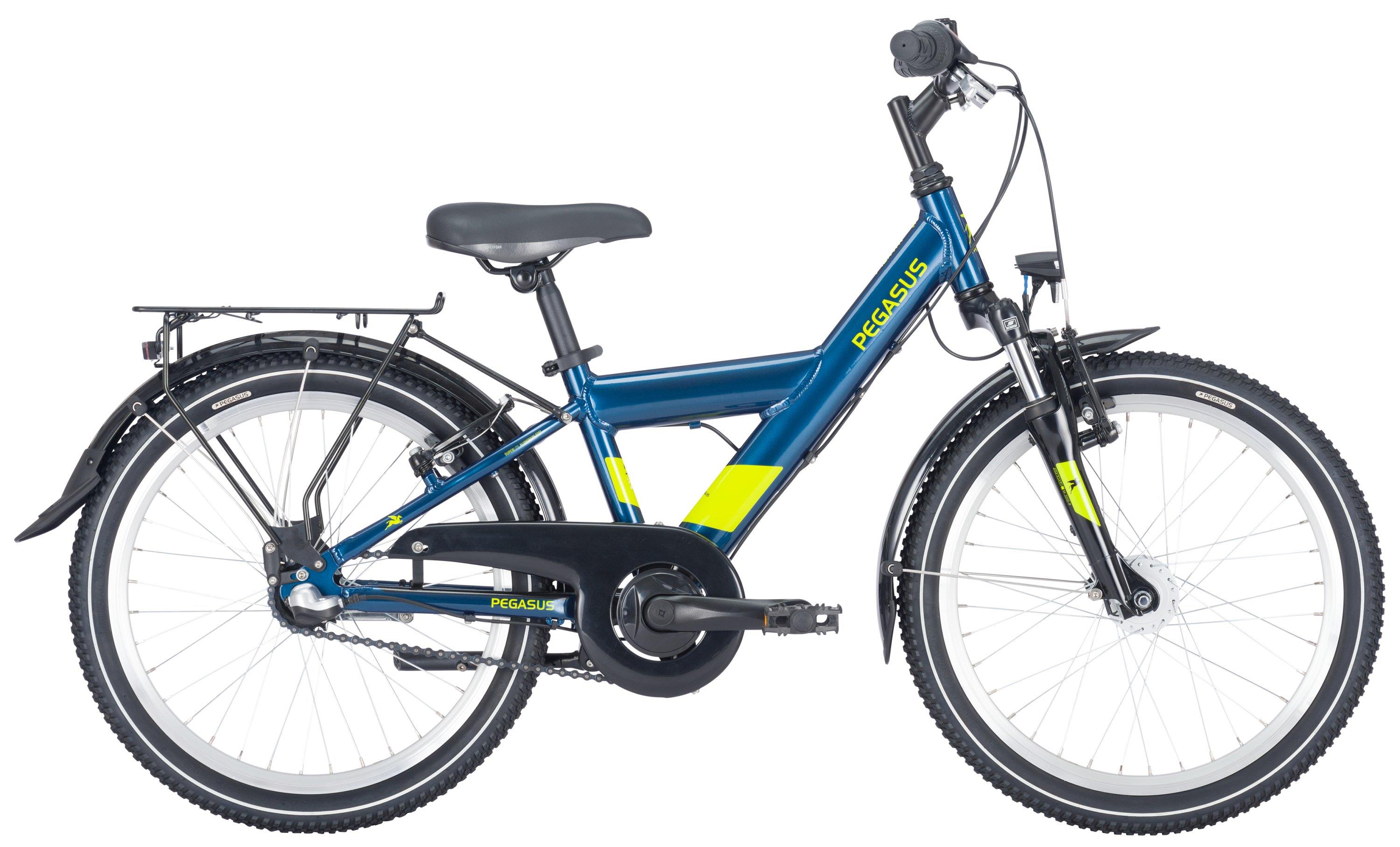 Pegasus Kinderrad 20 Zoll Avanti 2023-2024 7-Gang Y-Form dark-petrol / neon yellow 28cm