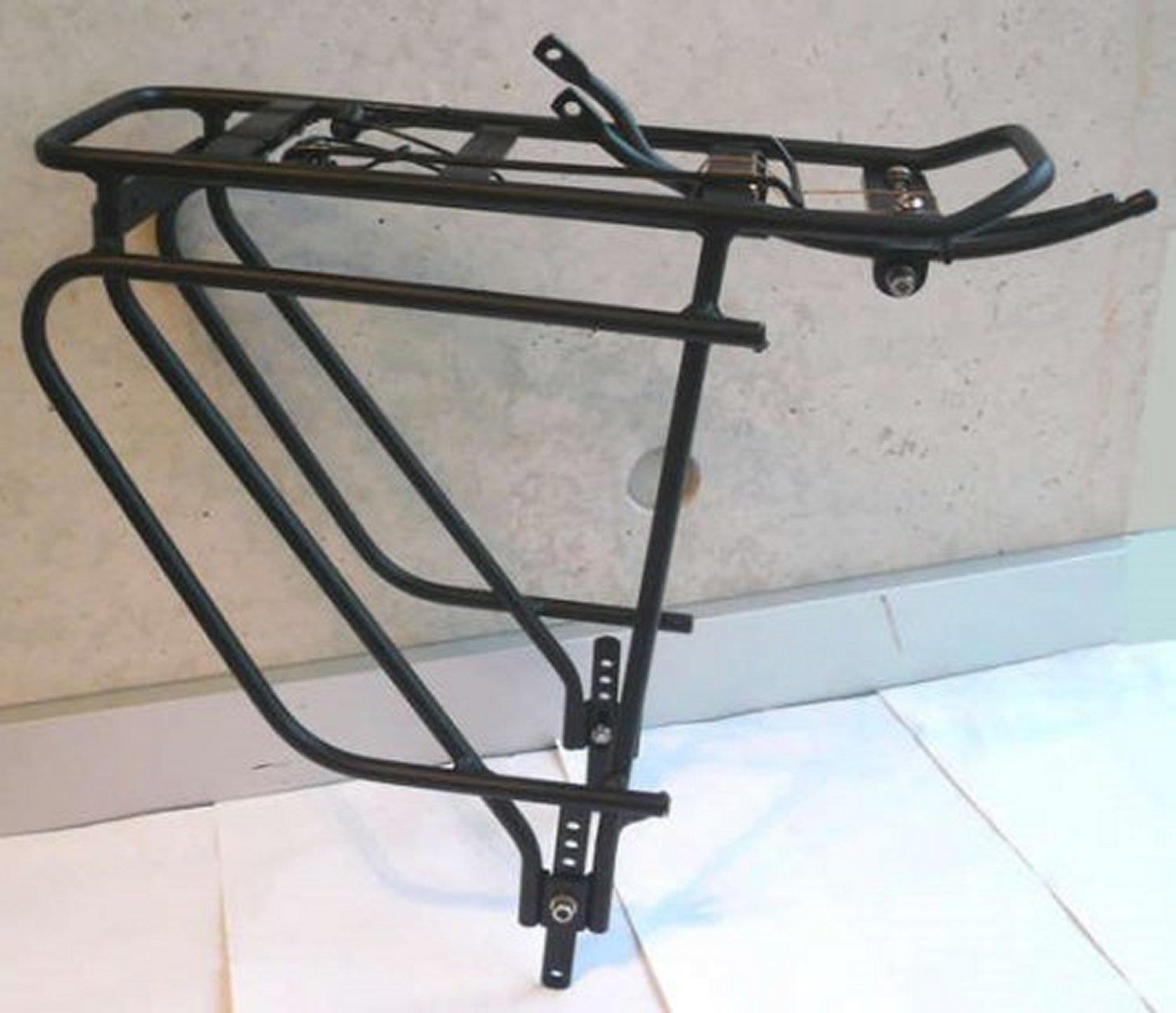 Standwell Gepäckträger 26-28" Alu Rohrträger I-Rack-1 mit seitl. Rahmenbefestigung schwarz mit Federklappe