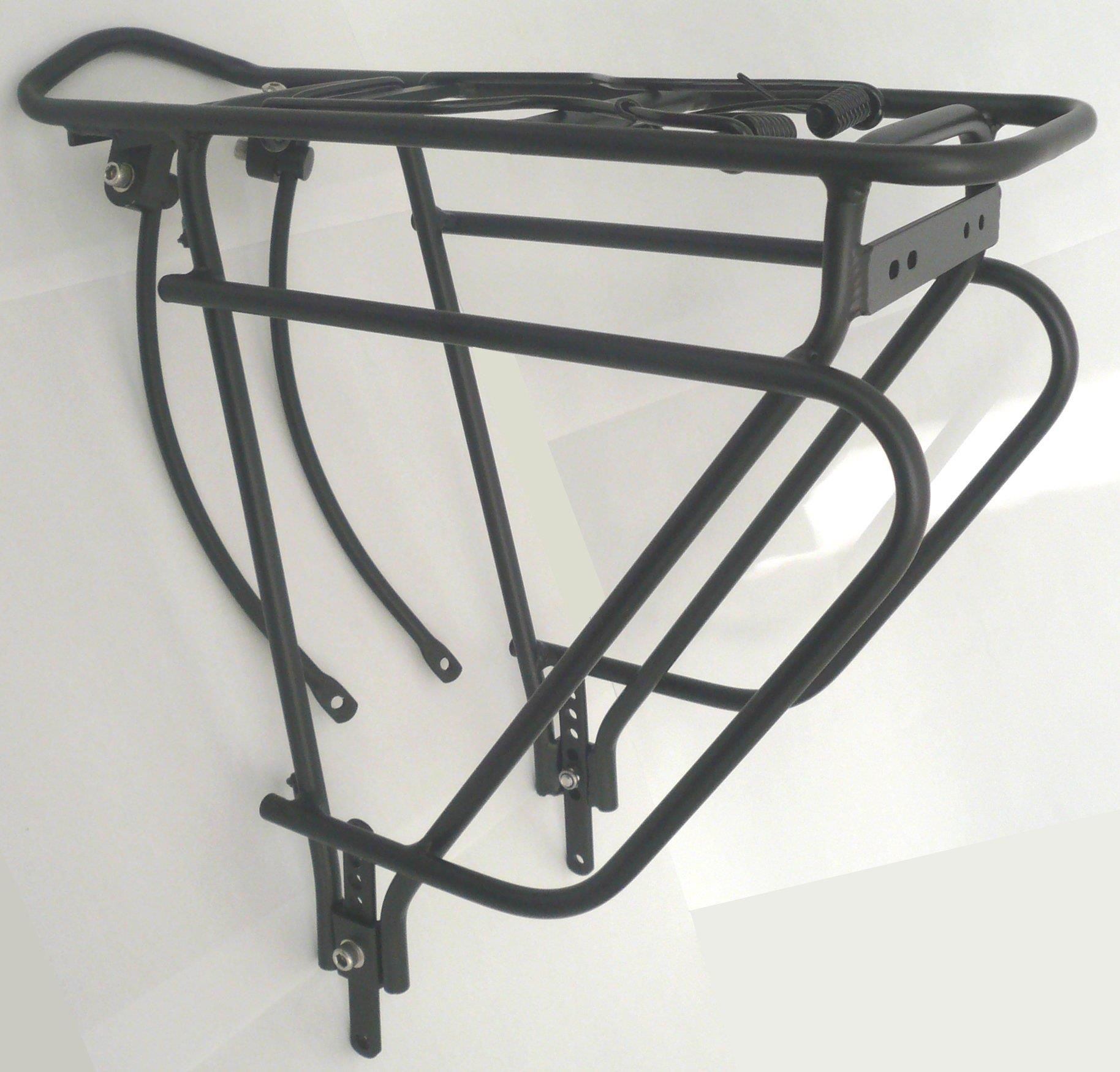 Standwell Gepäckträger 26-28" Alu Rohrträger wie Premio / Solero ab 2011 schwarz mit Federklappe / Taschenbügel