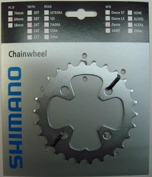 Shimano Kettenblatt Deore 2000 4-Arm 26 Zähne T-Type IG silber Y-1DS26000 Ausverkauft - Ersatz:Y-1LD26000