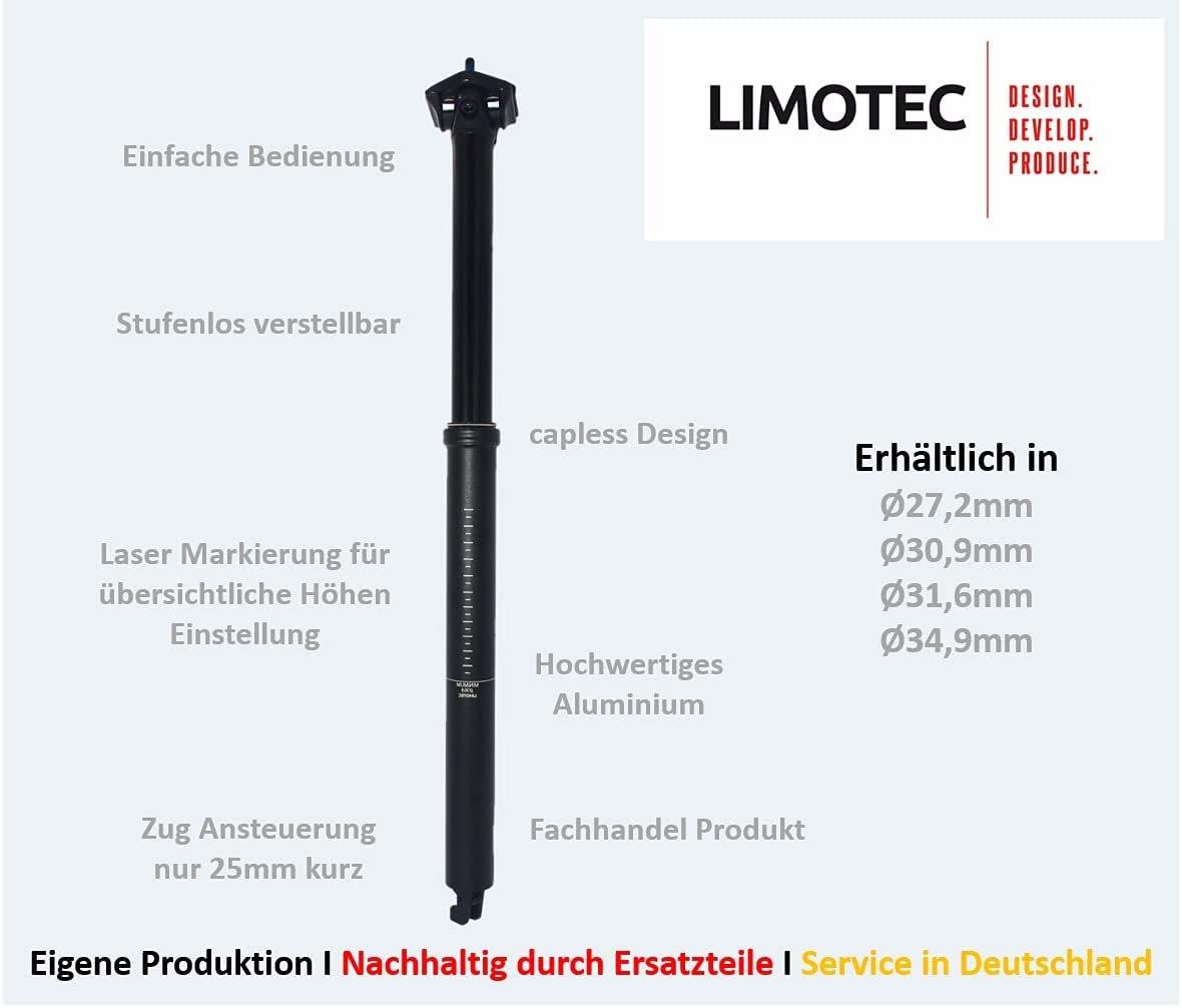 Limotec Sattelstütze Jovial Dropperpost Alpha-1 Ø 34,9mm / 100mm Absenkung / 343mm Gesamtlänge