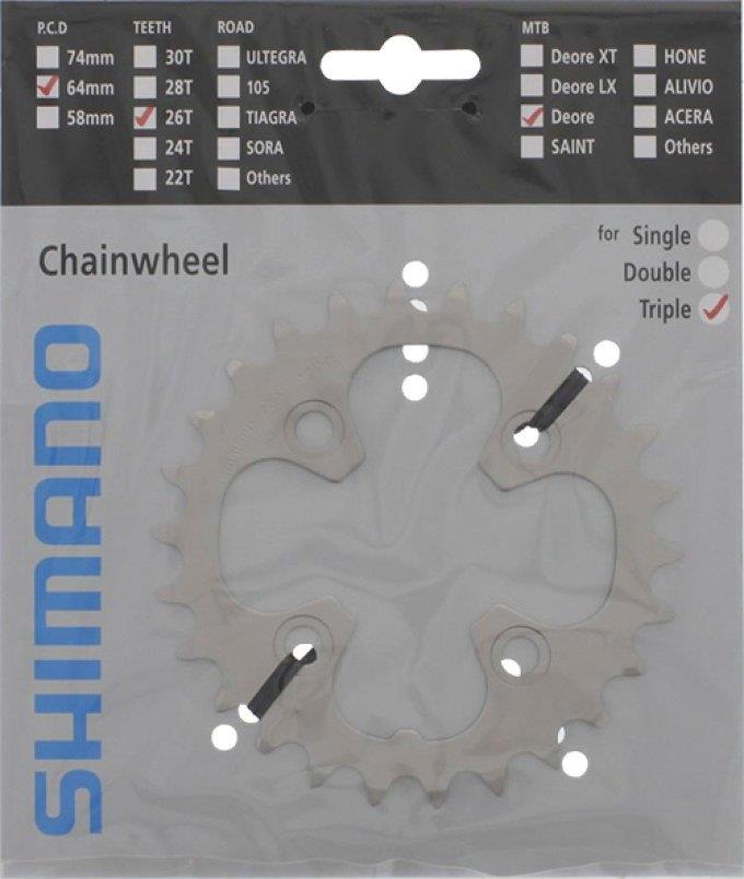 Shimano Kettenblatt Deore ab 2007 26 Zähne U-Type silber Y-1GY26000 Ersatz: Y-1LD26000