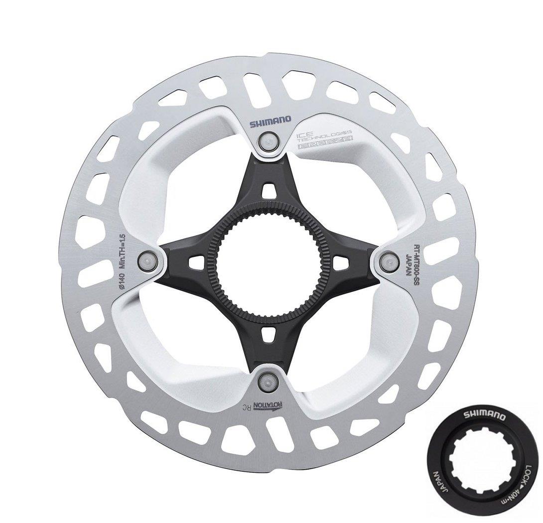 Shimano Bremsscheibe RT-MT800 Ice-Tech Freeza 140mm mit Lock-Ring-Befestigung und innenverzahntem Ring