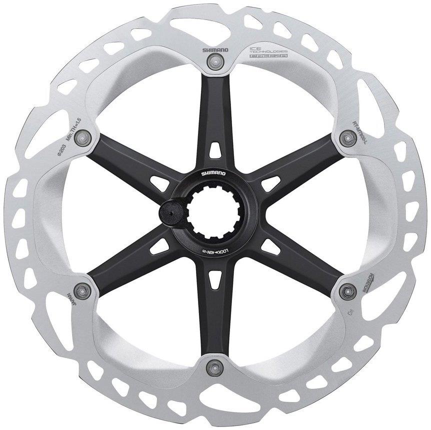 Shimano Bremsscheibe RT-MT800 Ice-Tech Freeza 203mm mit Lock-Ring-Befestigung und Lockring mit Magnet