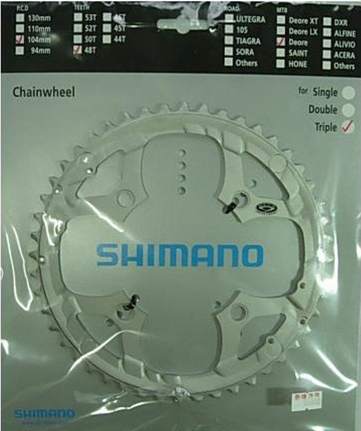 Shimano Kettenblatt Deore ab 2007 48 Zähne U-Type für Schutz silber Y-1GX98080 Ausverk. - Ersatz:Y-1LD98130
