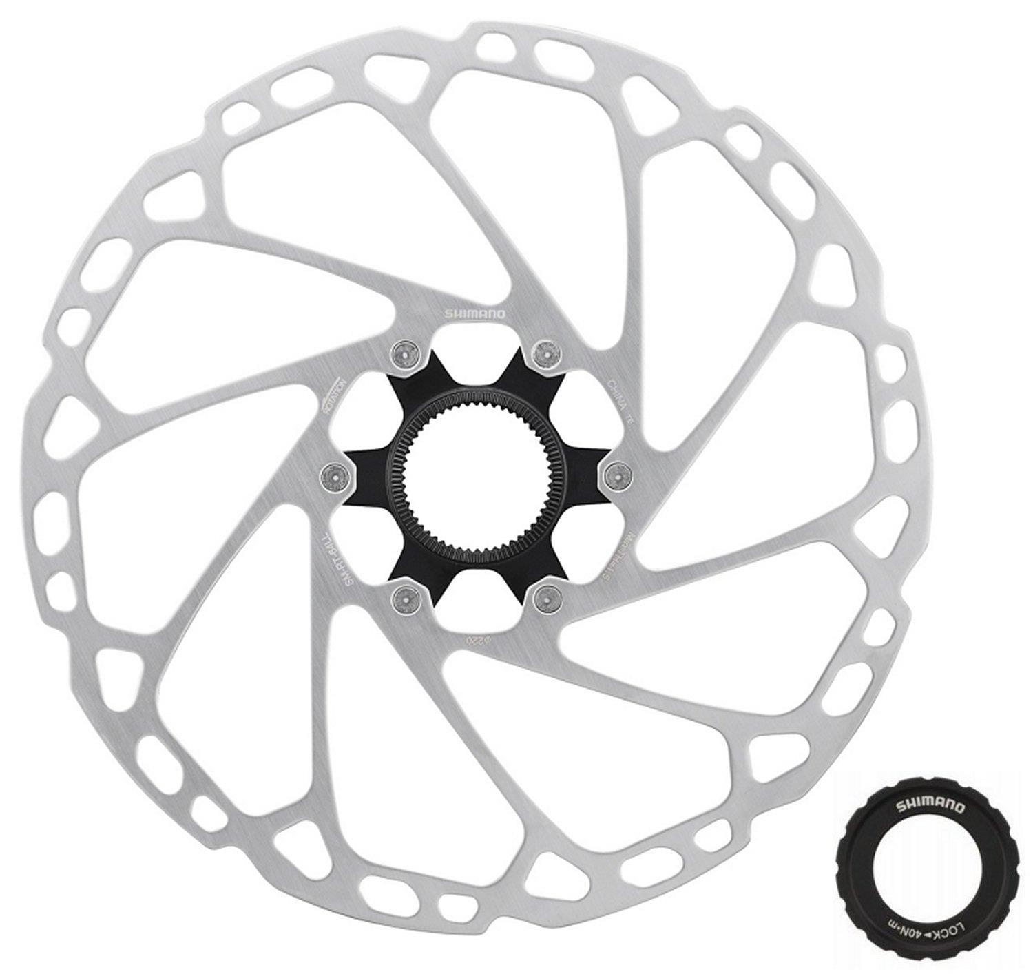 Shimano Bremsscheibe SM-RT64LL 220mm mit Lock-Ring-Befestigung und außenverzahntem Ring