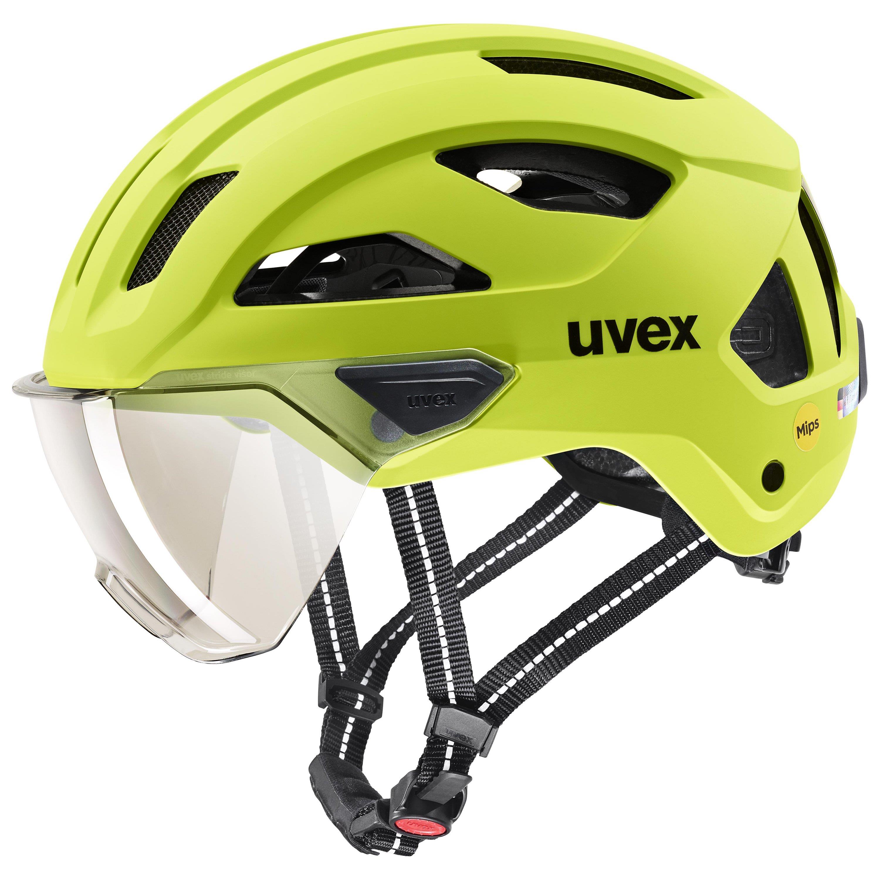UVEX Helm Stride-Visor-Mips® lime-matt / litemirror silver 59-61cm