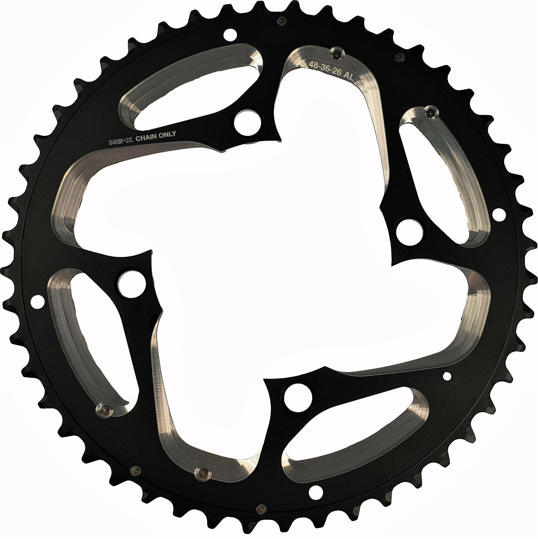Shimano Kettenblatt XT ab 2012 4-Arm 10-fach 48 Zähne AL-Type Alu schwarz für Ketttenschutzring Y-1MP98060 ***